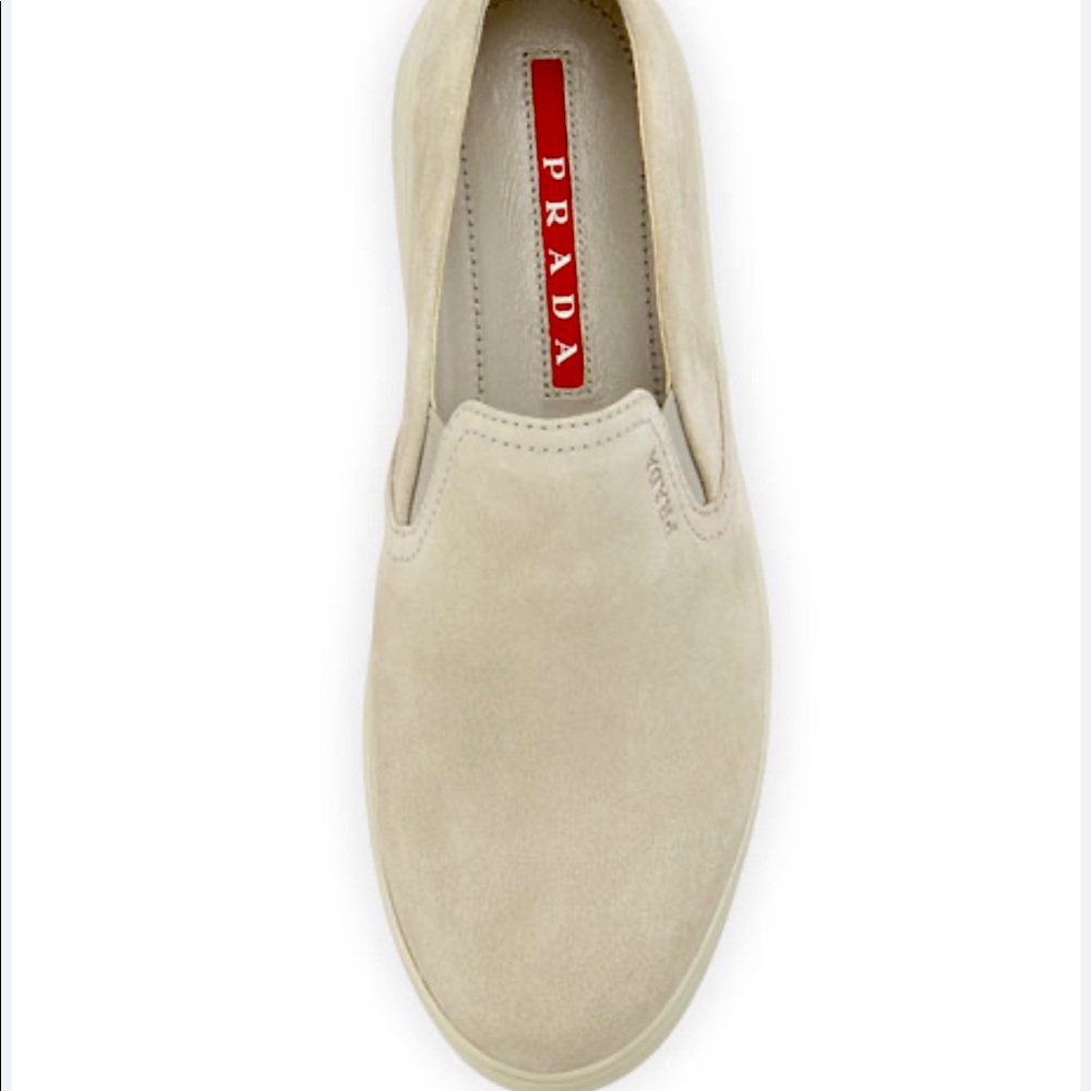 Prada tan slide ons